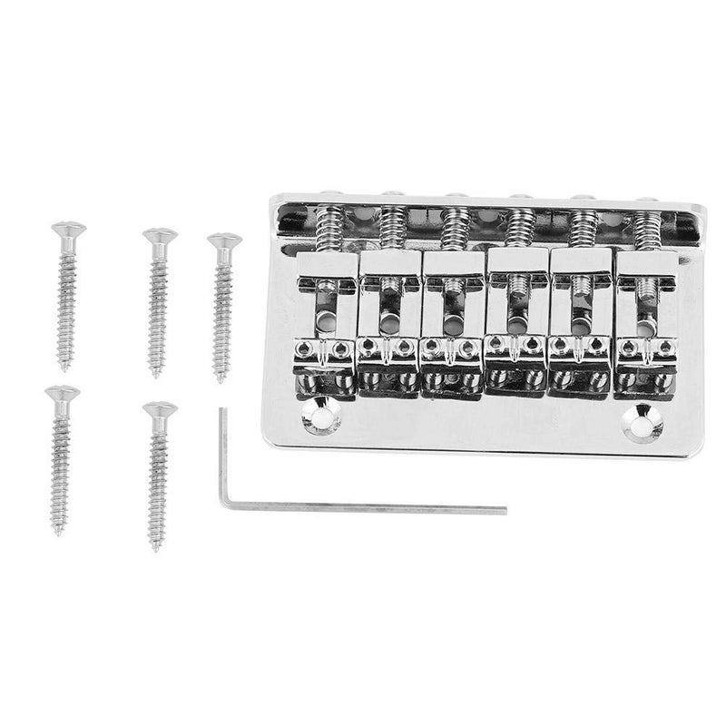 Dilwe Guitar Bridge, 6 String Metal Fixed Hardtail Tailpiece Bridge Saddle with 5 Pcs Screws for Electric Guitar Bass - Image 1